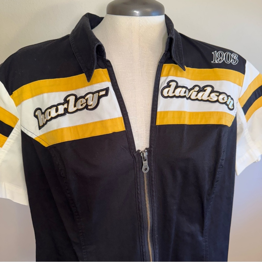 HARLEY-DAVIDSON Vintage Women's Zip Front Short Sleeve Speedway Spirit - Picture 2 of 15
